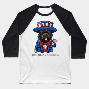 Funny 4th of July Bouvier des Flandres Dog Bless America Baseball T-Shirt